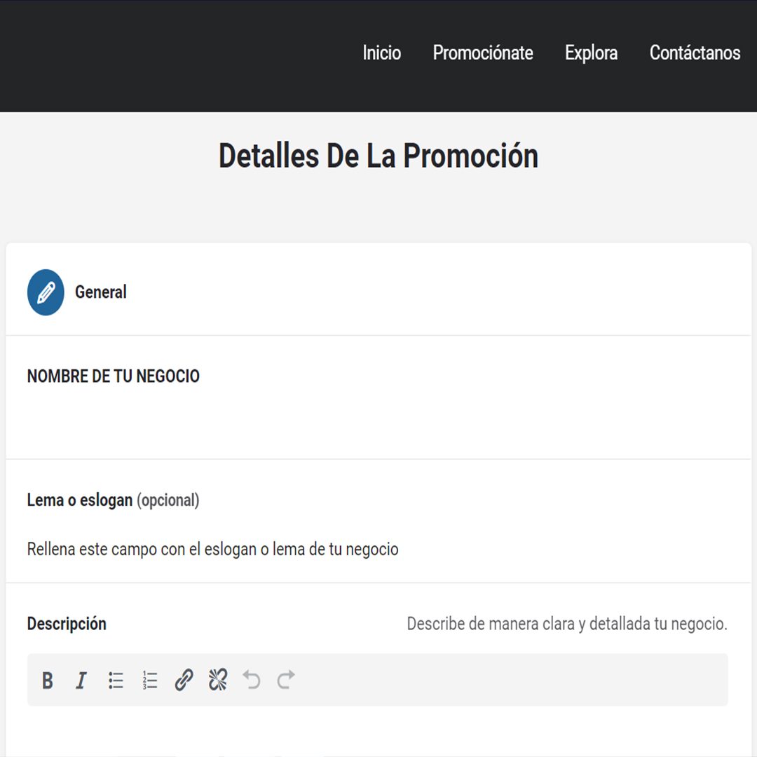 detalles de la promoción